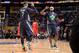 NEW ORLEANS, LA - FEBRUARY 16: Carmelo Anthony #7 and LeBron James #6 of the Eastern Conference All-Stars high five during the 2014 NBA All-Star Game as part of the 2014 All-Star Weekend at Smoothie King Center on February 16, 2014 in New Orleans, Louisia