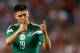FOXBORO, MA - JUNE 06: Oribe Peralta #19 of Mexico reacts to a teammate during a corner kick against Portugal in the second half during the international friendly match at Gillette Stadium on June 6, 2014 in Foxboro, Massachusetts. (Photo by Jared Wicker