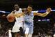 Mar 23, 2014; San Antonio, TX, USA; Iowa State Cyclones forward Dustin Hogue (22) defends against North Carolina Tar Heels forward J.P. Tokoto (13) in the second half of a men's college basketball game during the third round of the 2014 NCAA Tournament at