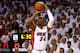 MIAMI, FL - JUNE 12: Ray Allen #34 of the Miami Heat takes a shot against the San Antonio Spurs during Game Four of the 2014 NBA Finals at American Airlines Arena on June 12, 2014 in Miami, Florida. NOTE TO USER: User expressly acknowledges and agrees th
