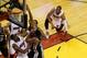 Jun 12, 2014; Miami, FL, USA; San Antonio Spurs forward Tim Duncan (21) dunks over Miami Heat center Chris Bosh (1) as guard Dwyane Wade (3) looks on during the third quarter of game four of the 2014 NBA Finals at American Airlines Arena. Mandatory Credit
