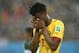 NATAL, BRAZIL - JUNE 13: Benjamin Moukandjo of Cameroon reacts after a missed chance late in the game during the 2014 FIFA World Cup Brazil Group A match between Mexico and Cameroon at Estadio das Dunas on June 13, 2014 in Natal, Brazil. (Photo by Matth