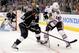 LOS ANGELES, CA - MAY 30: Anze Kopitar #11 of the Los Angeles Kings battles for the puck with Jonathan Toews #19 of the Chicago Blackhawks in the first period in Game Six of the Western Conference Final during the 2014 Stanley Cup Playoffs at Staples Cen