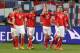 ST GALLEN, SWITZERLAND - MARCH 05: (L-R) Ricardo Rodriguez, Goekhan Inler, Josip Drmic and Valon Behrami of Switzerland celebrate the first goal of the match during the international friendly match between Switzerland and Croatia at the AFG Arena on March
