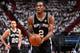 MIAMI, FL - JUNE 12: Kawhi Leonard #2 of the San Antonio Spurs shoots a foul shot against the Miami Heat during Game Four of the 2014 NBA Finals at American Airlines Arena in Miami, Florida on June 12, 2014. NOTE TO USER: User expressly acknowledges and