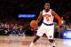NEW YORK, NY - APRIL 16: Tim Hardaway Jr. #5 of the New York Knicks in action against the Toronto Raptors in the second half during an NBA basketball game at Madison Square Garden on April. 16, 2014 in New York City. The Knicks defeated the Raptors 95-92.