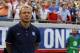 Jun 7, 2014; Jacksonville, FL, USA; United States head coach Jurgen Klinsmann during the national anthem against the Nigeria at EverBank Field. Mandatory Credit: Kim Klement-USA TODAY Sports