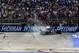 Jimmie Johnson celebrates his first career win at Michigan with a burnout.