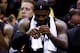 SAN ANTONIO, TX - JUNE 15: LeBron James #6 of the Miami Heat reacts on the bench against the San Antonio Spurs during Game Five of the 2014 NBA Finals at the AT&T Center on June 15, 2014 in San Antonio, Texas. NOTE TO USER: User expressly acknowledges an
