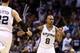 SAN ANTONIO, TX - JUNE 15: Patty Mills #8 of the San Antonio Spurs celebrates against the Miami Heat during Game Five of the 2014 NBA Finals at the AT&T Center on June 15, 2014 in San Antonio, Texas. NOTE TO USER: User expressly acknowledges and agrees t