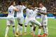 MANAUS, BRAZIL - JUNE 14: Daniel Sturridge of England (2nd R) celebrates scoring his team's first goal with Jordan Henderson (L), Danny Welbeck (2nd L), Raheem Sterling (C) and Wayne Rooney (R) during the 2014 FIFA World Cup Brazil Group D match between