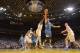 OAKLAND, CA - APRIL 14: Ricky Rubio #9 of the Minnesota Timberwolves drives to the basket against the Golden State Warriors on April 14, 2014 at Oracle Arena in Oakland, California. NOTE TO USER: User expressly acknowledges and agrees that, by downloading