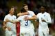 LONDON, ENGLAND - MAY 30: Gary Cahill of England celebrates scoring their second goal with Leighton Baines, Phil Jagielka and Danny Welbeck of England uring the international friendly match between England and Peru at Wembley Stadium on May 30, 2014 in L
