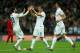LONDON, ENGLAND - MAY 30: Phil Jagielka of England celebrates scoring the third goal with Adam Lallana and Gary Cahill of England during the international friendly match between England and Peru at Wembley Stadium on May 30, 2014 in London, England. (Ph