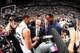 SAN ANTONIO, TX - JUNE 15: Tim Duncan #21 of the San Antonio Spurs, Head Coach Gregg Popovich and NBA Legend David Robinson after NBA Finals victory during Game Five of the 2014 NBA Finals at AT&T Center on June 15, 2014 in San Antonio, Texas. NOTE TO USE