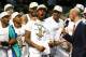 SAN ANTONIO, TX - JUNE 15: Kawhi Leonard #2 of the San Antonio Spurs celebrates after being named the MVP following Game Five of the 2014 NBA Finals against the Miami Heat at the AT&T Center on June 15, 2014 in San Antonio, Texas. NOTE TO USER: User expr