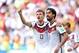 June 16, 2014; Salvador, BRAZIL; Germany players Thomas Mueller (13) and Sami Khedira celebrate a goal against Portugal during Group G play during the 2014 World Cup at Arena Fonte Nova. Mandatory Credit: Tim Groothuis/Witters Sport via USA TODAY Sports