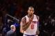 NEW YORK - JANUARY 24: J.R. Smith #8 of the New York Knicks celebrates during the game against the Charlotte Bobcats on January 24, 2014 at Madison Square Garden in New York City. NOTE TO USER: User expressly acknowledges and agrees that, by downloading a