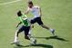 RIO DE JANEIRO, BRAZIL - JUNE 08: Daley Blind and Bruno Martins Indi in action during the Netherlands training session at the 2014 FIFA World Cup Brazil held at the Estadio Jose Bastos Padilha Gavea on June 8, 2014 in Rio de Janeiro, Brazil. (Photo by D