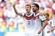 June 16, 2014; Salvador, BRAZIL; Germany players Thomas Mueller (13) and Sami Khedira celebrate a goal against Portugal during Group G play during the 2014 World Cup at Arena Fonte Nova. Mandatory Credit: Tim Groothuis/Witters Sport via USA TODAY Sports