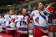 WINNIPEG, CANADA - MARCH 14: Taylor Pyatt #14, Brad Richards #19 and Rick Nash #61 of the New York Rangers stand on the bench during the singing of the National anthems prior to puck drop against the Winnipeg Jets at the MTS Centre on March 14, 2013 in Wi