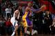 ATLANTA, GA - DECEMBER 16: Kobe Bryant #24 of the Los Angeles Lakers against DeMarre Carroll #5 of the Atlanta Hawks at Philips Arena on December 16, 2013 in Atlanta, Georgia. NOTE TO USER: User expressly acknowledges and agrees that, by downloading and