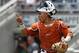 Jun 14, 2014; Omaha, NE, USA; Texas Longhorns catcher Tres Barrera (1) gestures in the game against the UC Irvine Anteaters during game one of the 2014 College World Series at TD Ameritrade Park Omaha. UC Irvine won 3-1. Mandatory Credit: Bruce Thorson-US