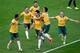 Australia celebrates after Mile Jedinak's penalty kick