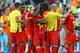 BELO HORIZONTE, BRAZIL - JUNE 17: Dries Mertens of Belgium celebrates with teammate Romelu Lukaku after defeating Algeria 2-1 during the 2014 FIFA World Cup Brazil Group H match between Belgium and Algeria at Estadio Mineirao on June 17, 2014 in Belo Hor