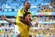 BELO HORIZONTE, BRAZIL - JUNE 14: James Rodriguez of Colombia celebrates scoring his team's third goal with Juan Camilo Zuniga during the 2014 FIFA World Cup Brazil Group C match between Colombia and Greece at Estadio Mineirao on June 14, 2014 in Belo Hor