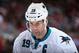 GLENDALE, AZ - APRIL 12: Joe Thornton #19 of the San Jose Sharks skates up to a face off against the Phoenix Coyotes during the NHL game at Jobing.com Arena on April 12, 2014 in Glendale, Arizona. The Sharks defeated the Coyotes 3-2. (Photo by Christian