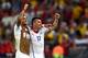 RIO DE JANEIRO, BRAZIL - JUNE 18: Arturo Vidal and Gary Medel of Chile celebrate a 2-0 victory over Spain in the 2014 FIFA World Cup Brazil Group B match between Spain and Chile at Maracana on June 18, 2014 in Rio de Janeiro, Brazil. (Photo by David Ram