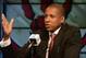 TORONTO, CANADA - June 5: New Raptors GM Masai Ujiri Press Conference on June 5, 2013 at the Air Canada Centre in Toronto, Ontario, Canada. NOTE TO USER: User expressly acknowledges and agrees that, by downloading and or using this Photograph, user is c