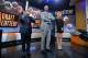 NEW YORK - MAY 20: General Manager David Griffin of the Cleveland Cavaliers, NBA Legend Julius Erving and Mallory Edens of the Milwaukee Bucks celebrates winning the top pick during the 2014 NBA Draft Lottery on May 20, 2014 at the ABC News' 'Good Morning