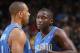 OAKLAND, CA - MARCH 18: Victor Oladipo #5 chats with Aaron Afflalo #4 of the Orlando Magic while facing the Golden State Warriors on March 18, 2014 at Oracle Arena in Oakland, California. NOTE TO USER: User expressly acknowledges and agrees that, by downl
