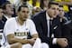 Dec 28, 2013; Ann Arbor, MI, USA; Michigan Wolverines forward Jordan Morgan (52) and forward Mitch McGary (4) sit on the bench in the second half against the Holy Cross Crusaders at Crisler Arena. Michigan won 88-66. Mandatory Credit: Rick Osentoski-USA T