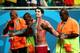SALVADOR, BRAZIL - JUNE 20: Security personnel escort a pitch invader after the match during the 2014 FIFA World Cup Brazil Group E match between Switzerland and France at Arena Fonte Nova on June 20, 2014 in Salvador, Brazil. (Photo by Adam Pretty/Gett