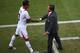 RECIFE, BRAZIL - JUNE 20: Bryan Ruiz and Jorge Luis Pinto of Costa Rica shake hands during the 2014 FIFA World Cup Brazil Group D match between Italy and Costa Rica at Arena Pernambuco on June 20, 2014 in Recife, Brazil. (Photo by Michael Steele/Getty I