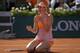 Jun 7, 2014; Paris, France; Maria Sharapova (RUS) celebrates recording match point in her match against Simona Halep (ROU) on day 14 at the 2014 French Open at Roland Garros. Mandatory Credit: Susan Mullane-USA TODAY Sports