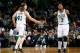 BOSTON, MA - DECEMBER 16: Kelly Olynyk #41 and Jared Sullinger #7 of the Boston Celtics react following a basket in the second quarter against the Minnesota Timberwolves during the game at TD Garden on December 16, 2013 in Boston, Massachusetts. NOTE TO U