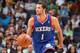 MEMPHIS, TN - APRIL 11: Michael Carter-Williams #1 of the Philadelphia 76ers moves the ball up-court against the Memphis Grizzlies on April 11, 2014 at FedExForum in Memphis, Tennessee. NOTE TO USER: User expressly acknowledges and agrees that, by downloa