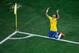SAO PAULO, BRAZIL - JUNE 12: Neymar of Brazil celebrates scoring his second goal on a penalty kick in the second half during the 2014 FIFA World Cup Brazil Group A match between Brazil and Croatia at Arena de Sao Paulo on June 12, 2014 in Sao Paulo, Braz