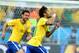 Jun 12, 2014; Sao Paulo, BRAZIL; Brazil forward Neymar (10) celebrates after scoring a goal against Croatia in the first half of the opening game of the 2014 World Cup at Arena Corinthians. Mandatory Credit: Mark J. Rebilas-USA TODAY Sports