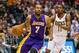 Mar 27, 2014; Milwaukee, WI, USA; Los Angeles Lakers forward Xavier Henry (7) during the game against the Milwaukee Bucks at BMO Harris Bradley Center. Milwaukee won 108-105. Mandatory Credit: Jeff Hanisch-USA TODAY Sports
