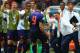 SALVADOR, BRAZIL - JUNE 13: Robin van Persie of the Netherlands (C) celebrates with head coach Louis van Gaal of the Netherlands (R) after scoring the team's first goal in the first half during the 2014 FIFA World Cup Brazil Group B match between Spain a