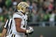Oct 26, 2013; Eugene, OR, USA; UCLA Bruins wide receiver Thomas Duarte (18) catches the ball for an UCLA Bruins touchdown against the Oregon Ducks at Autzen Stadium. Mandatory Credit: Scott Olmos-USA TODAY Sports