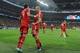 May 25, 2013; London, UNITED KINGDOM; Bayern Munich player Mario Mandzukic (left) celebrates with teammates including Arjen Robben after scoring a goal against Borussia Dortmund in the second half during the Champions League final at Wembley Stadium. Mand