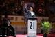 DENVER, CO - OCTOBER 08: Peter Forsberg, formerly of the Colorado Avalanche, waves to the crowd during his jersey retirement ceremony before the start of a game against Detroit Red Wings at the Pepsi Center on October 8, 2011 in Denver, Colorado. (Photo