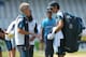 LEEDS, ENGLAND - JUNE 23: England coach Peter Moores (L) and England captain Alastair Cook (R) talk following the warm up on day four of the 2nd Investec Test match between England and Sri Lanka at Headingley Cricket Ground on June 23, 2014 in Leeds, Engl
