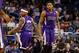 Dec 21, 2013; Orlando, FL, USA; Sacramento Kings small forward Rudy Gay (8) and point guard Isaiah Thomas (22) high five against the Orlando Magic during the second quarter at Amway Center. Mandatory Credit: Kim Klement-USA TODAY Sports